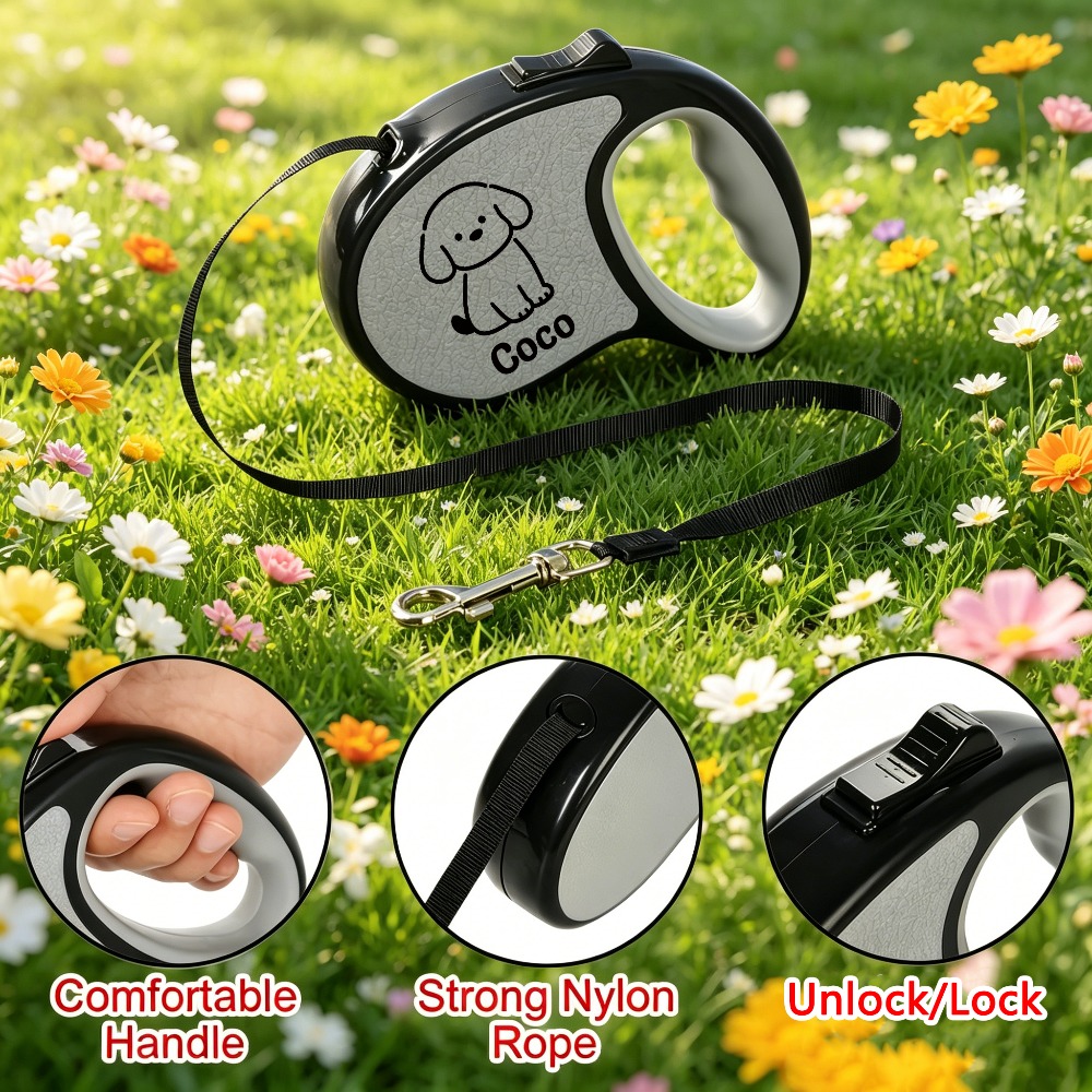 Personalized Stretch Pet Leash with Customizable Name