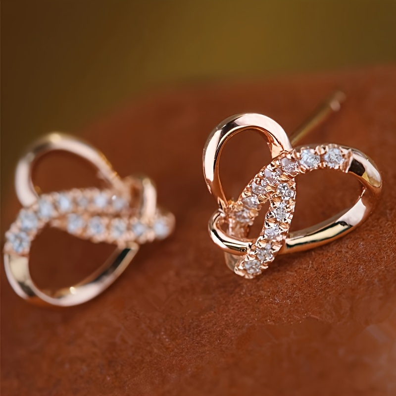 E-shop 1 Paar Damenmode-Ohrstecker, Elegante Synthetische Zirkonia Geometrische Herz-Stecker, Casual Party Urlaub Mode-Accessoires, Valentinstag