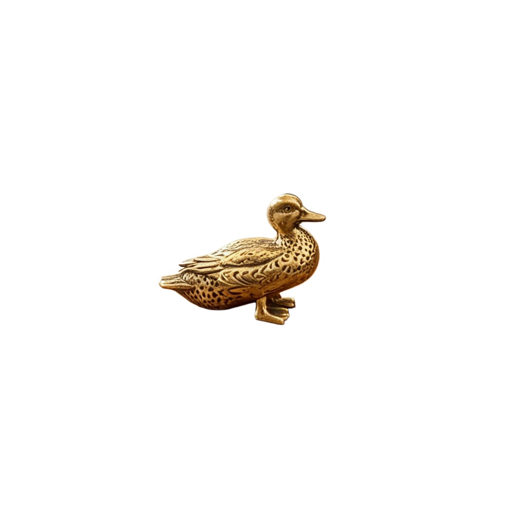 TEMU Vintage Solid Brass Standing Duck Figurine Ornament, Distressed Metal Craft For Adults, Desktop, Living Room, Desk, Bookshelf, Halloween