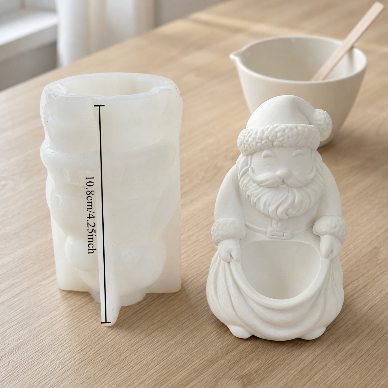 Image of Santa Claus Silicone Mold For Plaster, Home Decor Ornaments, And Candle Making