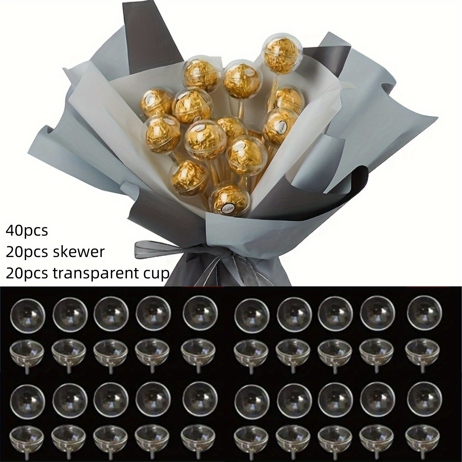 E-shop 40 Stück Kreative Schokoladenblumenhalter, Runde Deckel-Bouquet-Verpackung, Valentinstag, Geburtstag, Hochzeit und Jahrestag - Überraschen Sie