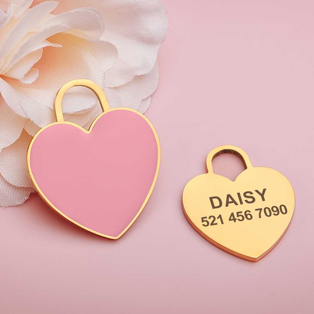 TEMU 1pc Personalized Pet Tag - Free Customization Of Personalized Name, Phone Number, Etc. Id Tag, Macaron Color Heart-shaped Bone Shape, Dog Tag