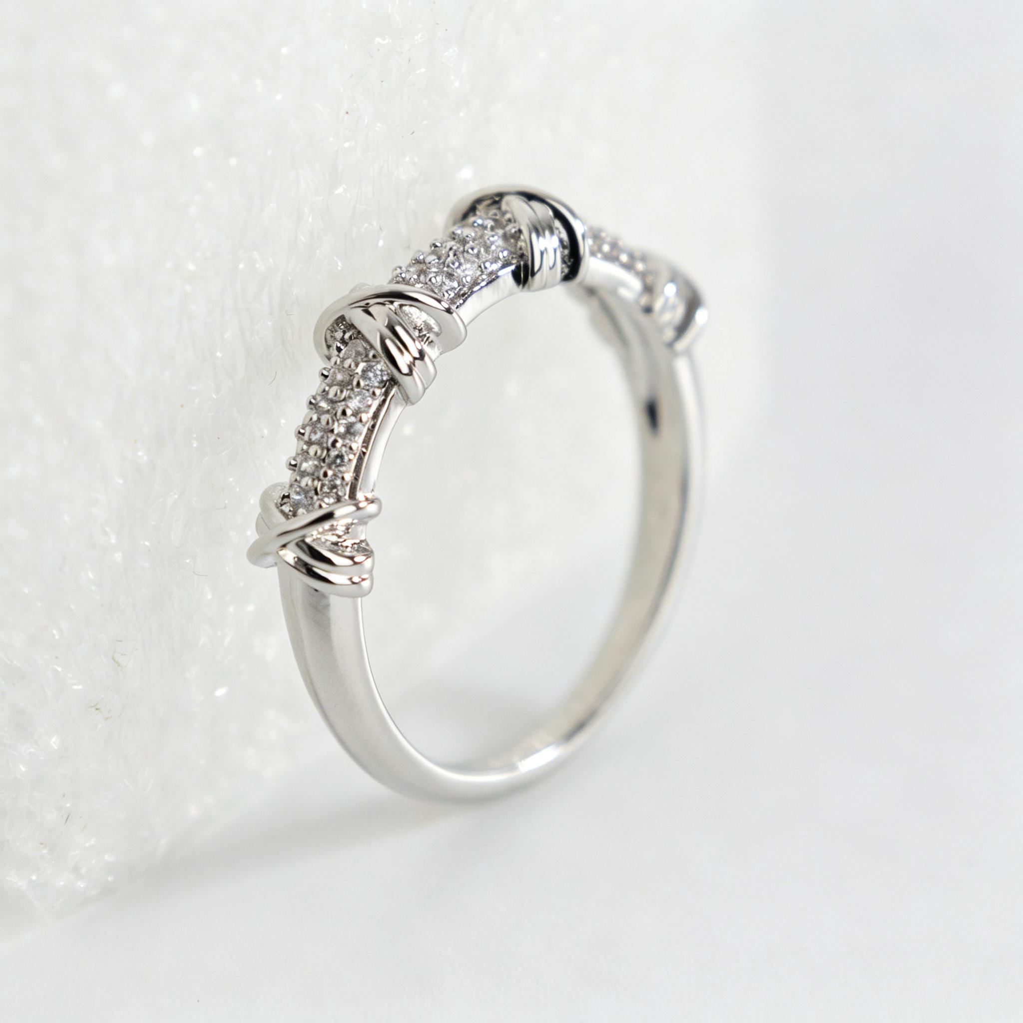 Women's Adjustable Two-Tone Cross Pattern Synthetic Zirconia Ring