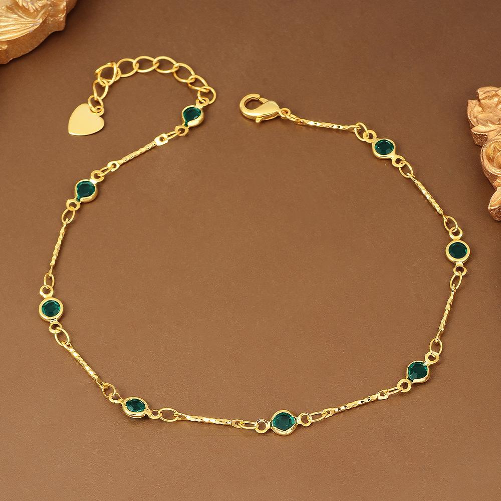 -emerald, Synthetic Synthetic Zirconia Chain Anklet