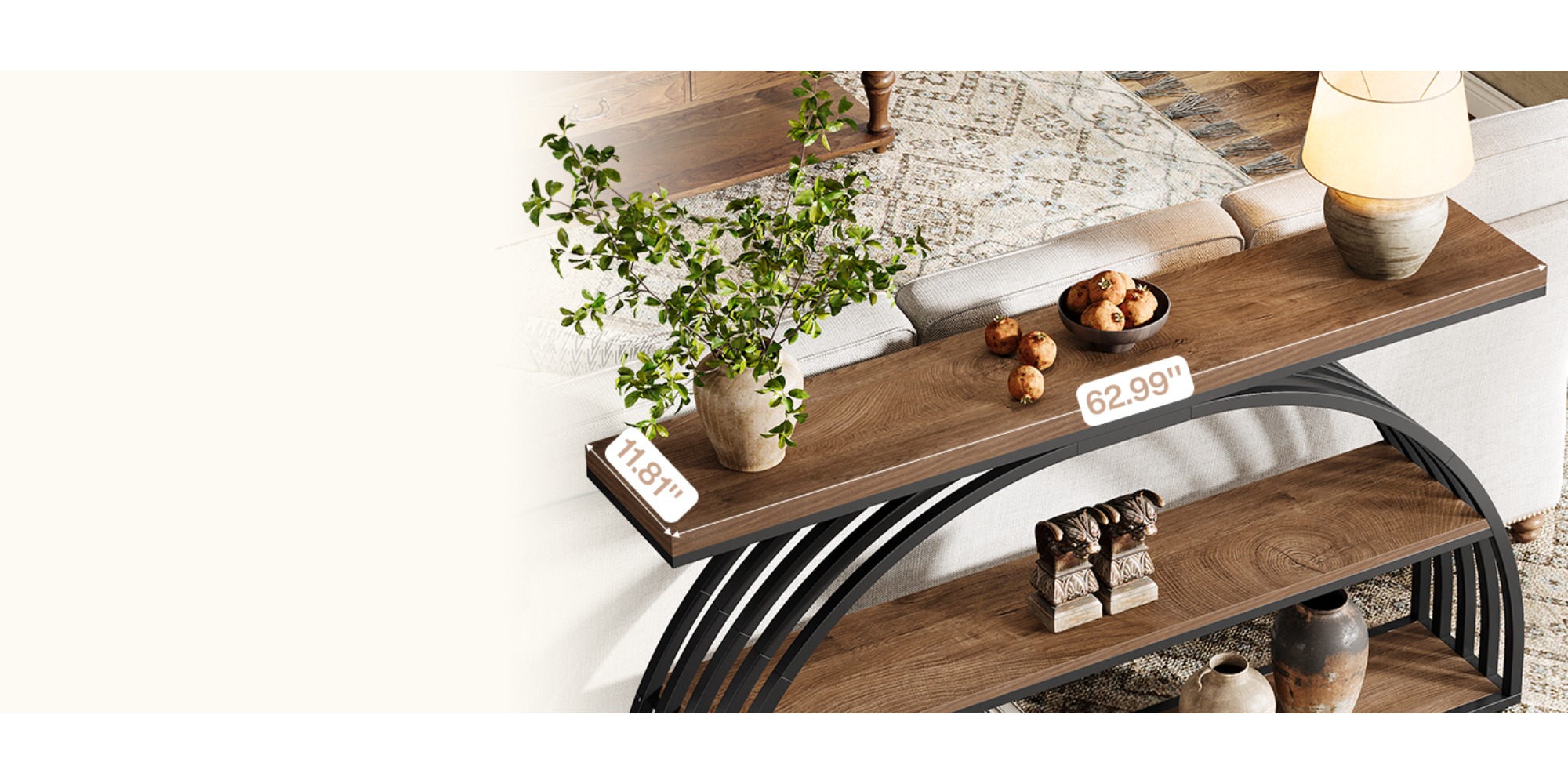 LITTLE TREE 63-inch Modern Farmhouse Industrial Console Table Overview