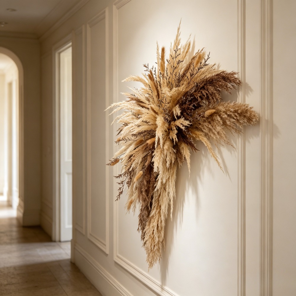 Halloween/christmas Decor Natural Pampas Grass Wall Decor With Boho Beige Feathers - Tall Dried Stems Suitable For, Large Pampas Grass Plant For Decoration, Bohemian/ceiling Decor For , Neutral Accent