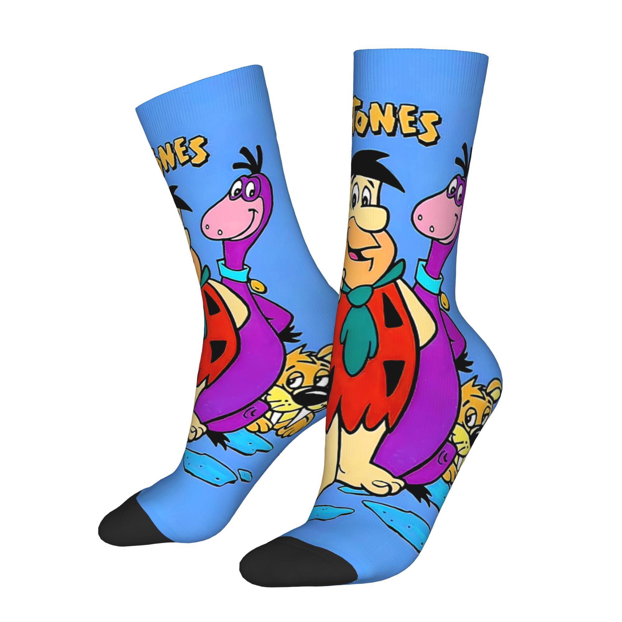 TEMU Flintstones Core Sock Printed Men's Polyester 2d Print Design
