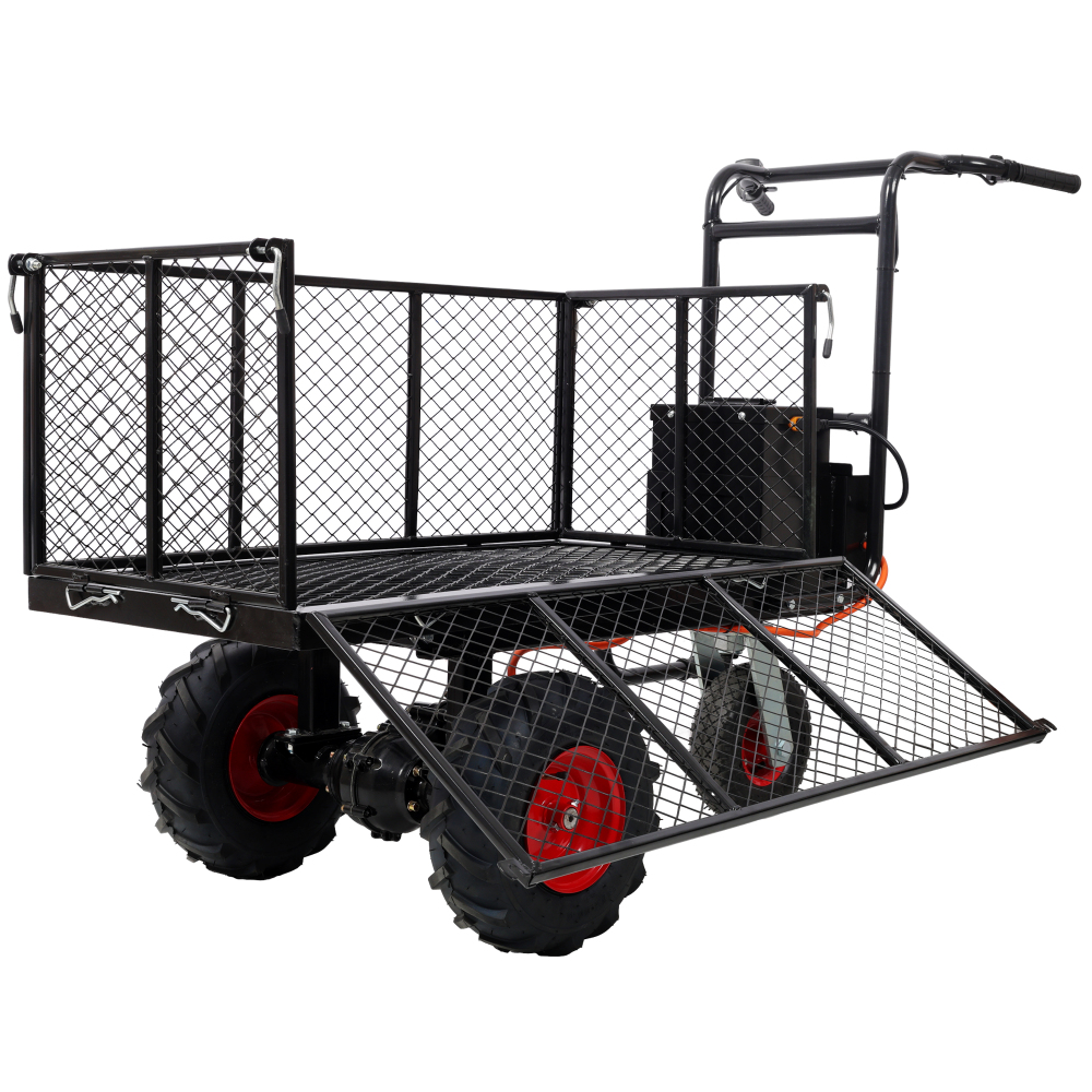electric transportation cart 48v   1200w motor powered utility garden wagon dump cart 1320 lbs load capacity with metal handle and 13   yard cart and wagons for lawn
