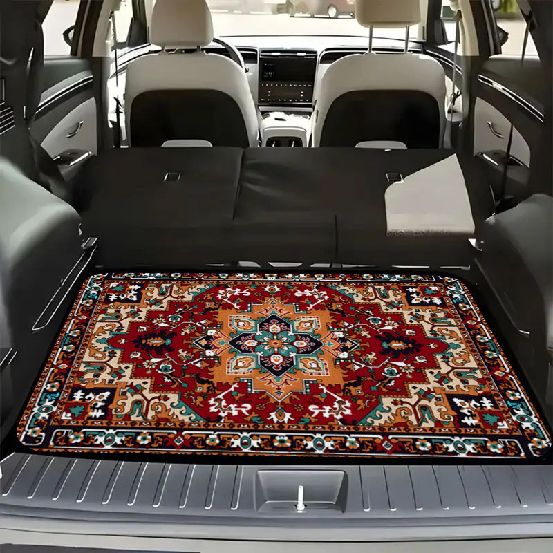 TEMU 1pc Alfombrilla de Maletero Estilo Bohemio - Diseño Estampado, Duradera, Ideal para Conductores Diarios, Adecuada para Camiones, Coches y SUVs,