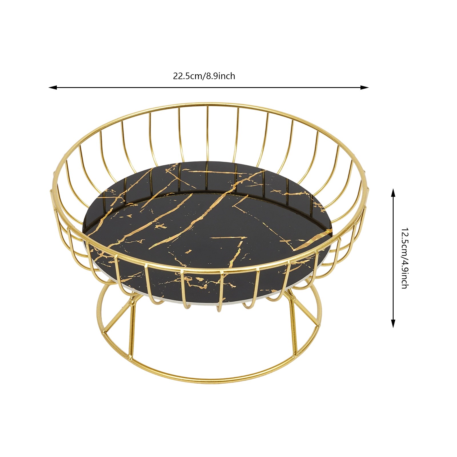 Round Basket With Hollow Structure, Round Storage Stand, 22.5cm Diameter, Tilt-resistant, Double-coated, , Includes Divider, Sturdy Construction (golden, Black), Shelf Baskets