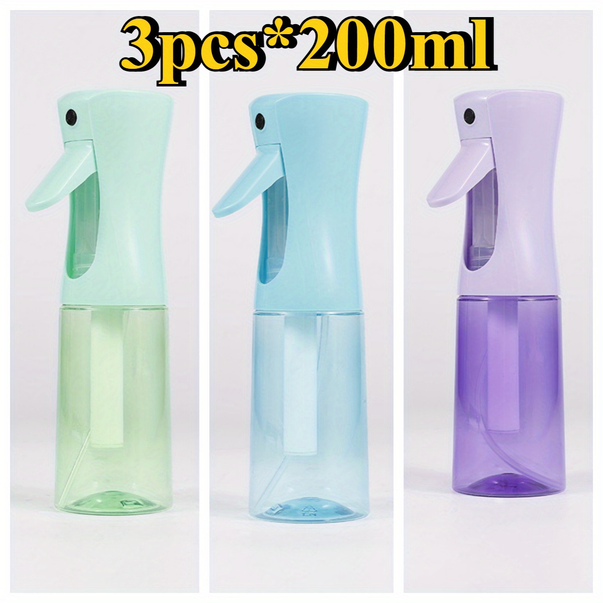 Image of 3pcs - 200ml Continuous Spray Bottle, With Fog - Very Suitable For Hairstyle, Household Cleaning, , Plants, Etc. - Hairstyle Spray Bottle, Barber Supplies