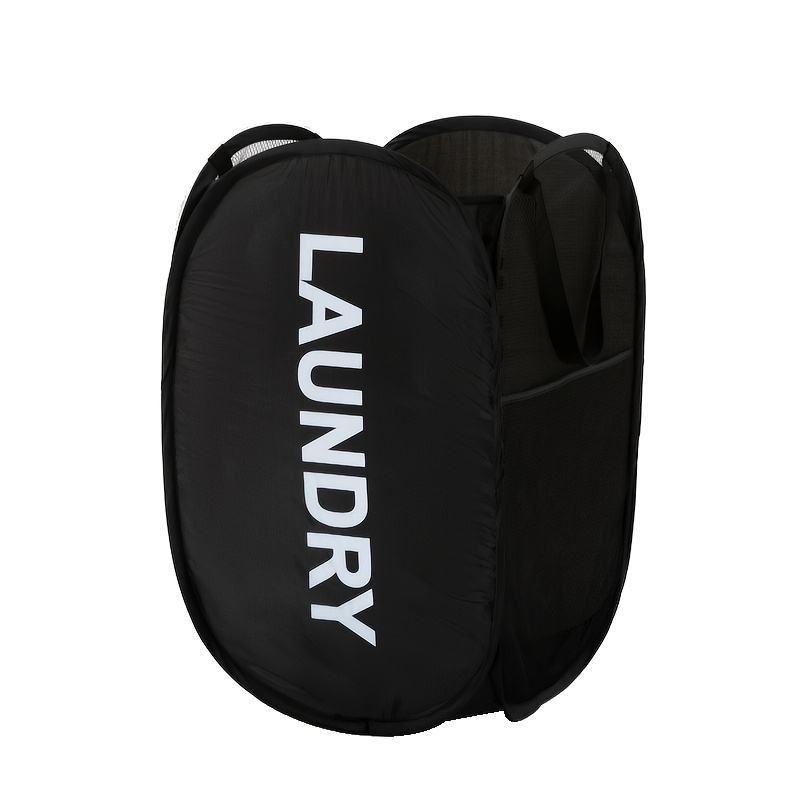 TEMU Travel Outdoor Portable Folding Laundry Basket, Collapsible Clothes Box With Handle, Suitable For Dormitory, Home Organization (black And Gray),