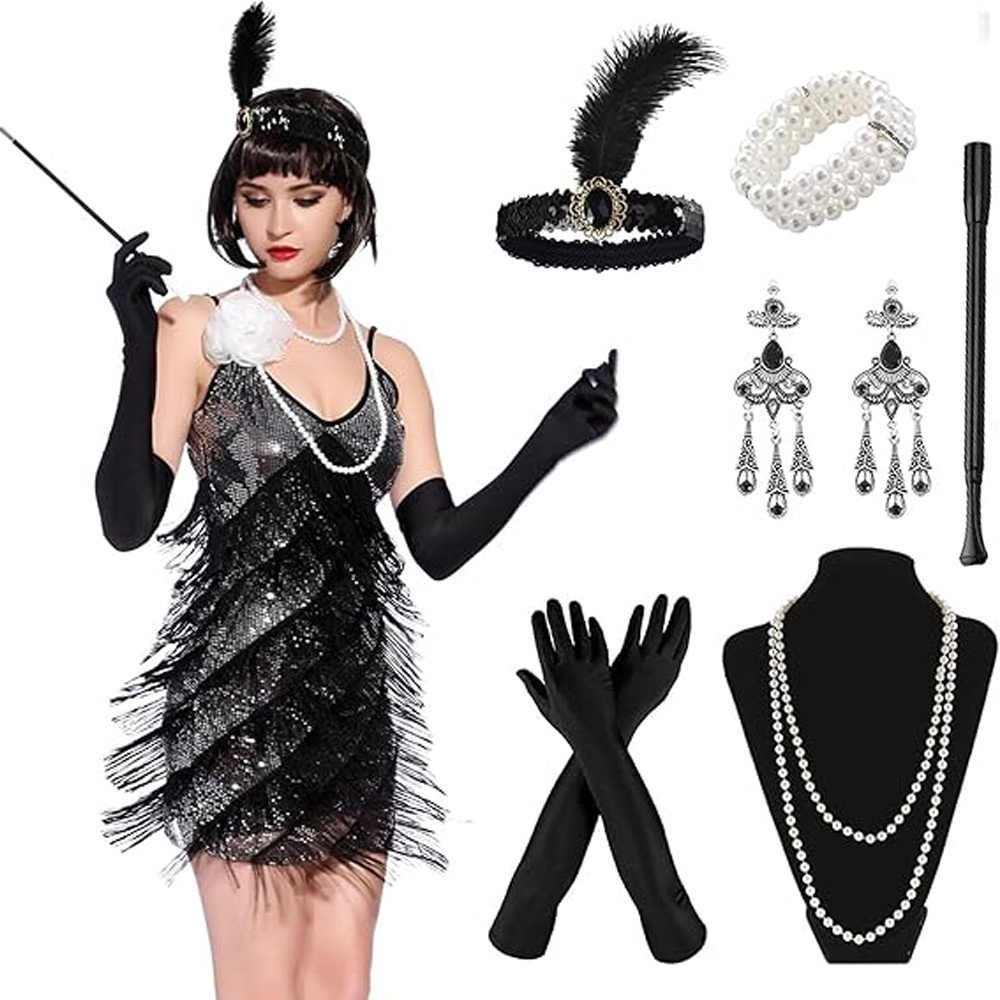   carnival great   1920s flapper outfit for women   with headband ideal for halloween