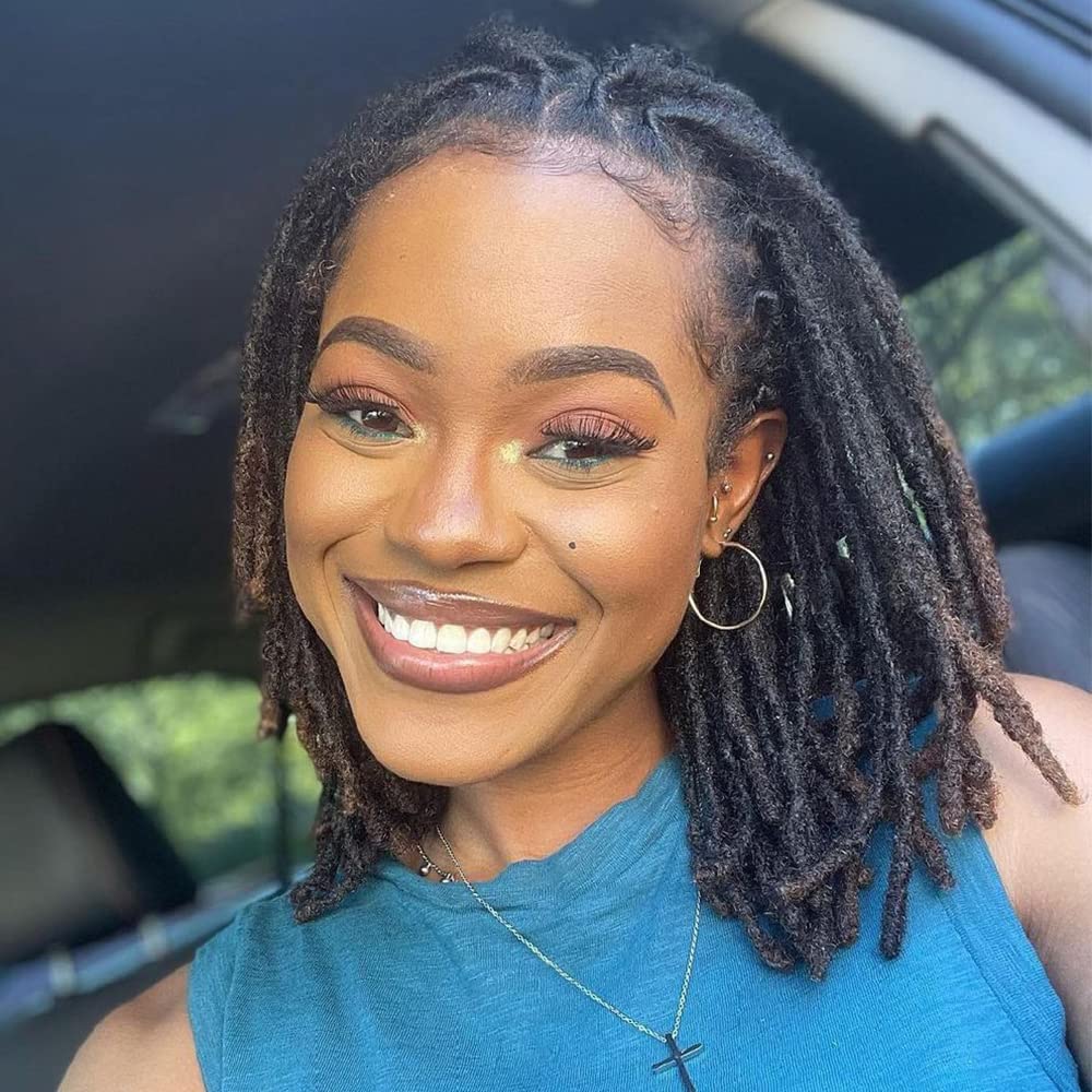 TEMU Lot de 2 extensions de cheveux dreadlocks 0,6 cm en cheveux humains pour homme/femme, tête entière, 20 mèches faites à , mèches d'extensions