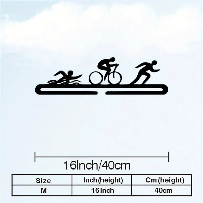 TEMU 1pc Metal Wall Art - Rust-proof Iron Swimming, Cycling & Running Athlete - Vintage Medal-tone Design For Home Gym, Decor - Durable Competitor
