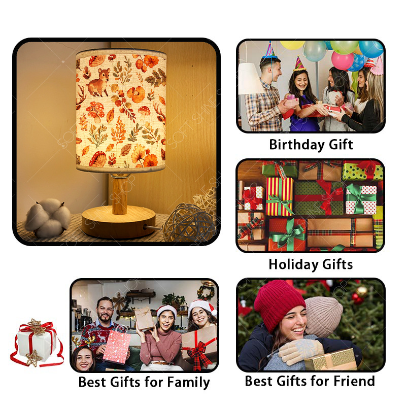 USB Powered Fabric Table Lamp, Woodland Animals Design