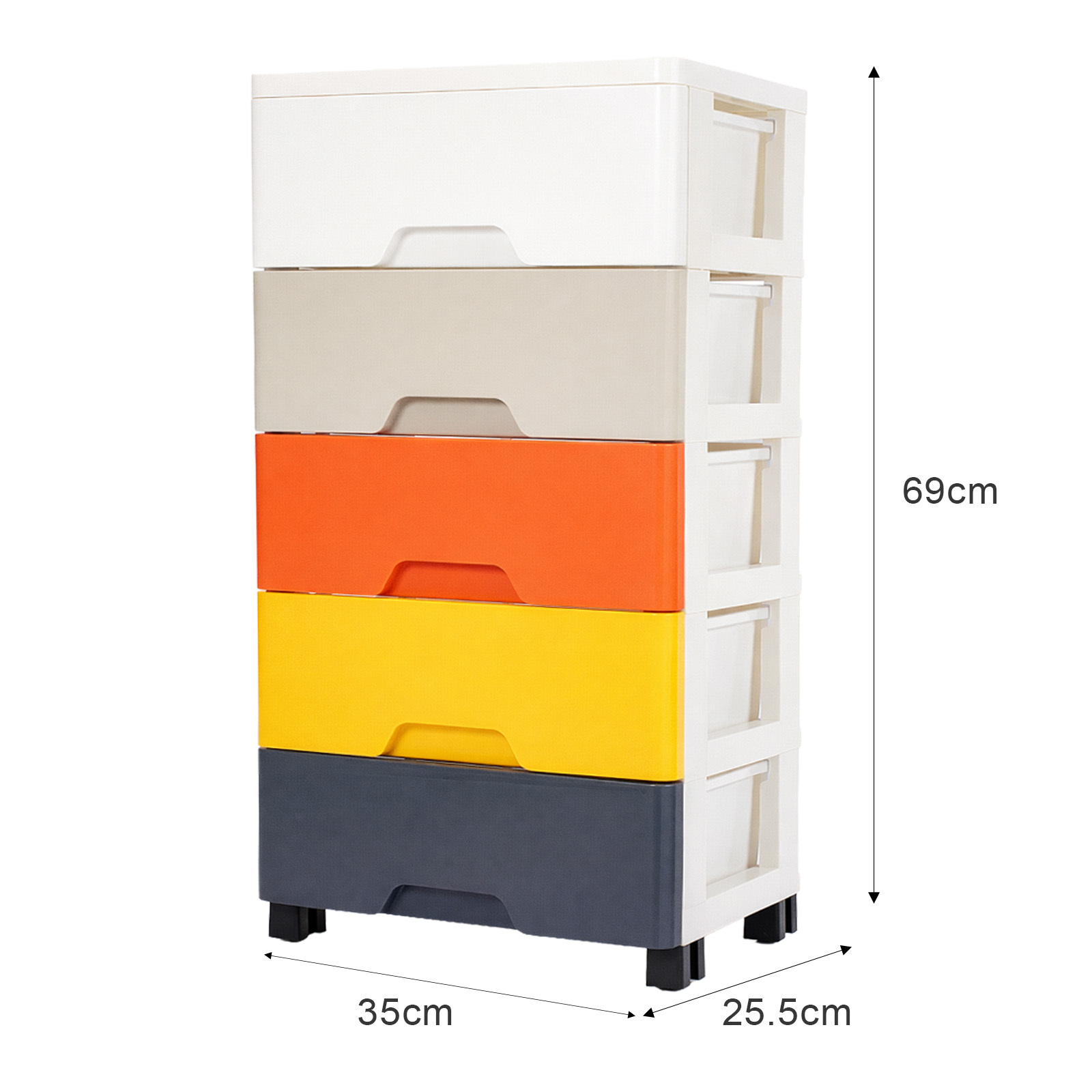 5-layer Drawer Plastic Storage Cabinet Organizer - Stackable Rectangular Polypropylene Storage Box With Smooth Drawers Suitable For Bedroom, Bathroom, Office - Organization For Clothes,, Snacks, Books