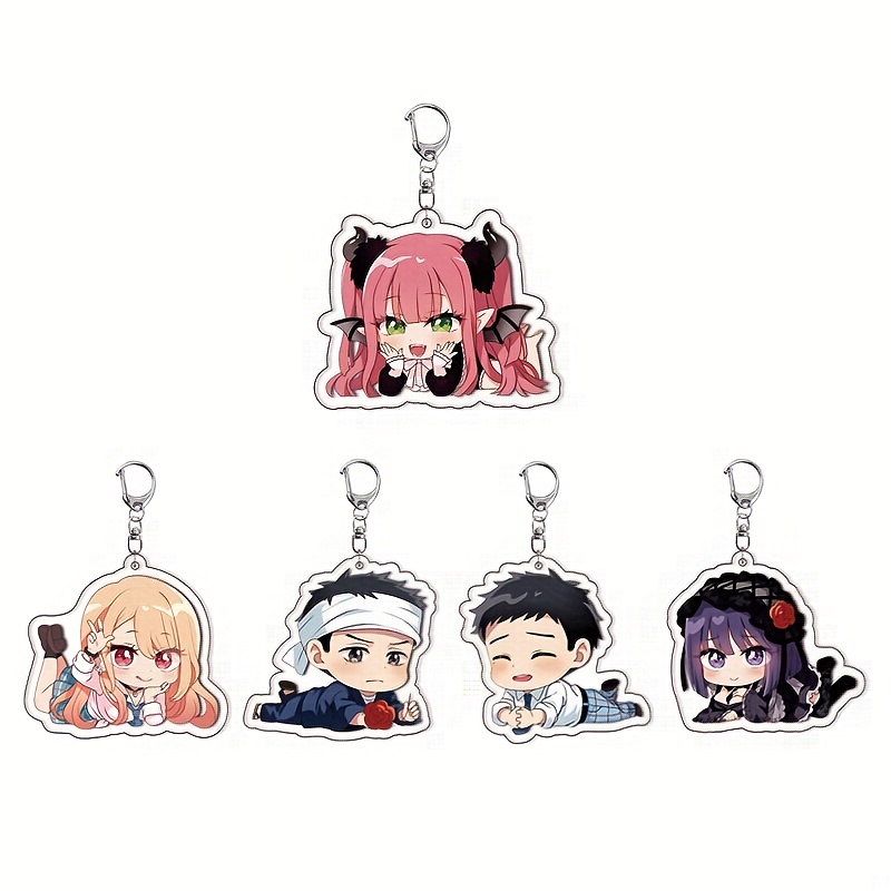 TEMU Portachiavi 2D a 5 pezzi con personaggi anime in acrilico , ciondolo merchandise anime Foggy, adatti per e regalo di a scuola