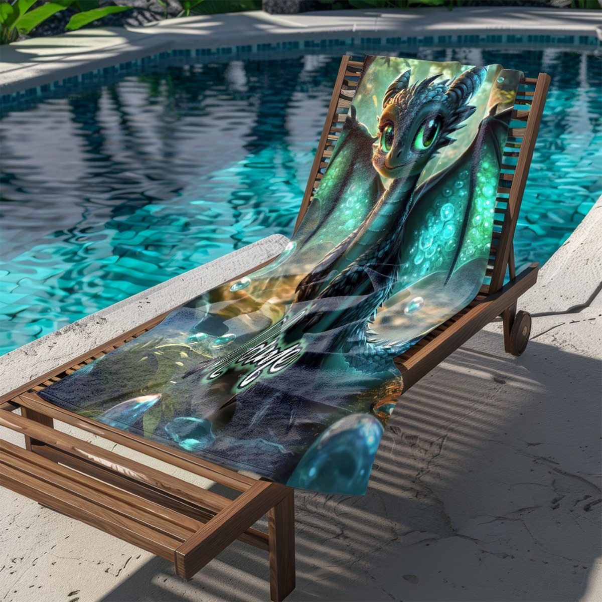 Custom Name Beach Towel with Dragon Design