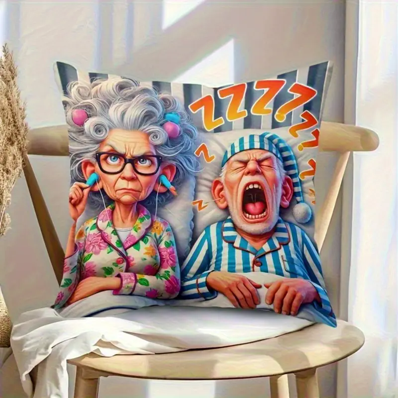 1pc funny sleeping couple pillowcase large 17 7x17 7in 44x44cm zip closure for bed sofa car machine washable polyester decor funny housewarming wedding gift for couples dorm living room decoration humorous design novelty pillow Product details 0