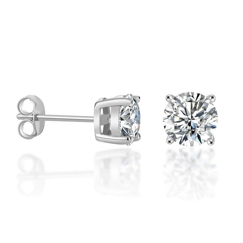 Women's 0.5/1/2/3 Carat Moissanite Four-Prong Stud Earrings