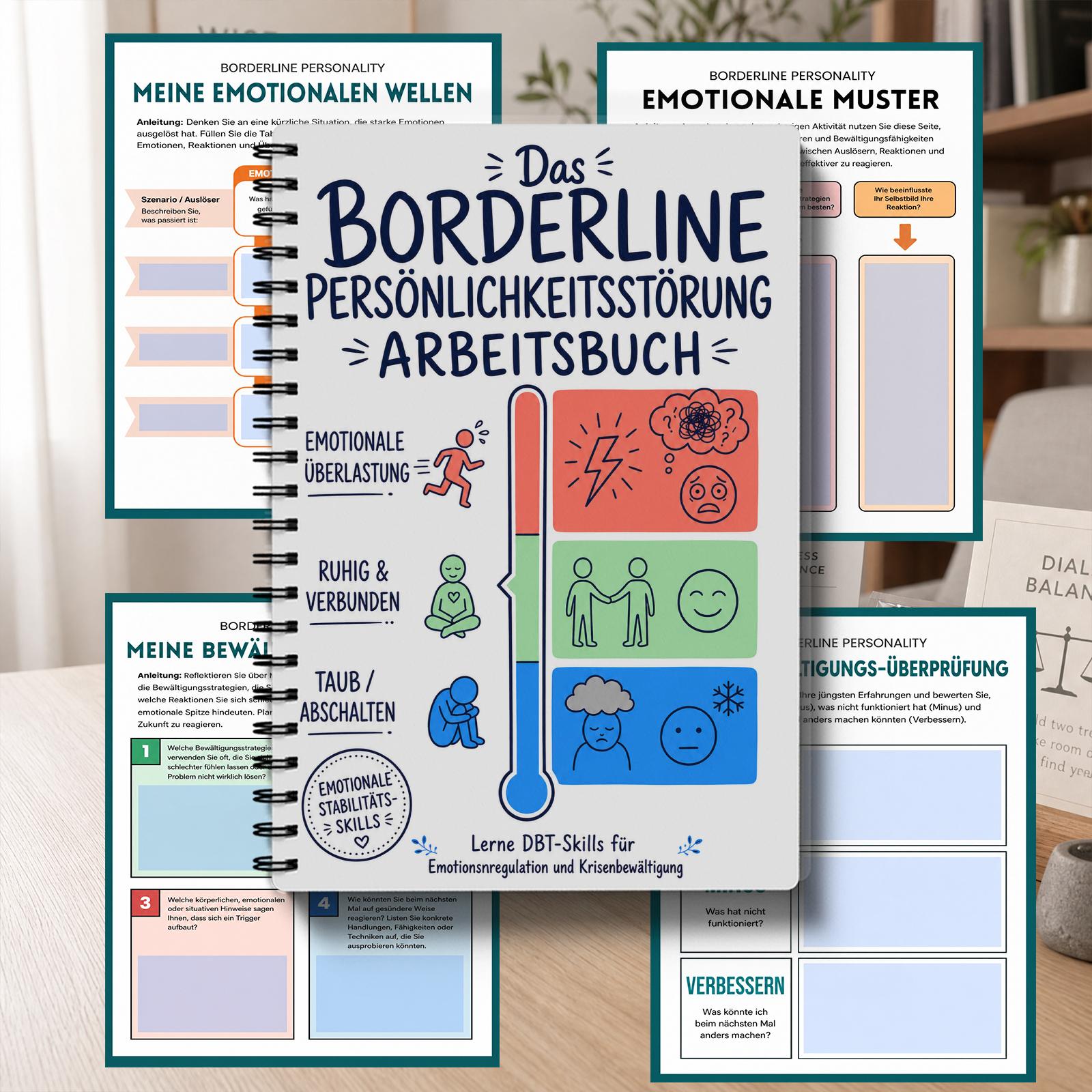 Image of German Language Bpd Workbook: Dbt/cbt Suitable For Personality With Trigger Log, Emotion Regulation Exercises, Guide, Weekly Review Journal & Habit For Mental Health Management For