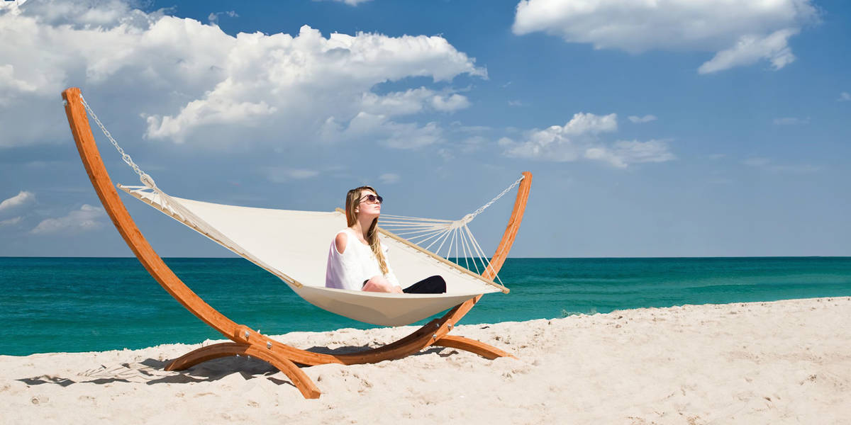 2-Person Heavy-Duty Larch Wood Hammock with Stand - Suitable for Backyard, Garden, Patio & Indoor Use, Breathable Oxford-Coated Canvas Double Hammock, Sturdy Frame for, Outdoor Furniture for Balcony Or