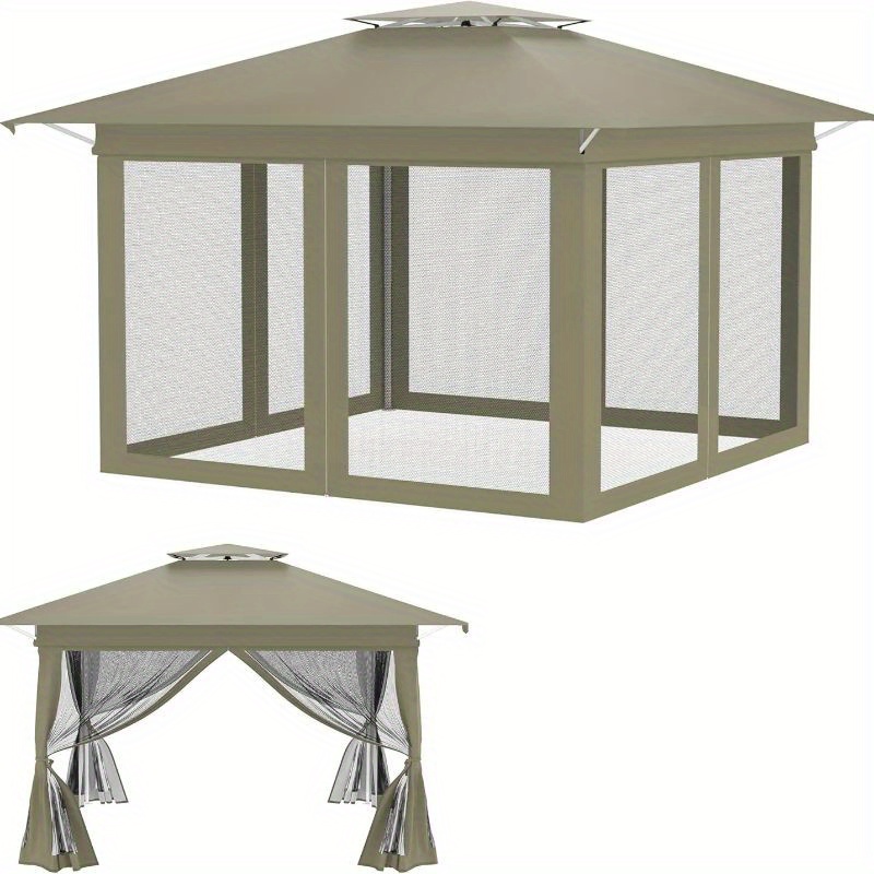 Garden Gazebo, 3x3m Frame, 4x4m Area, With -proof , Pop-up Garden Tent, Uv Protection, 50+. Of Metal And Oxford Cloth, With Adjustable Height, Suitable For Garden Parties