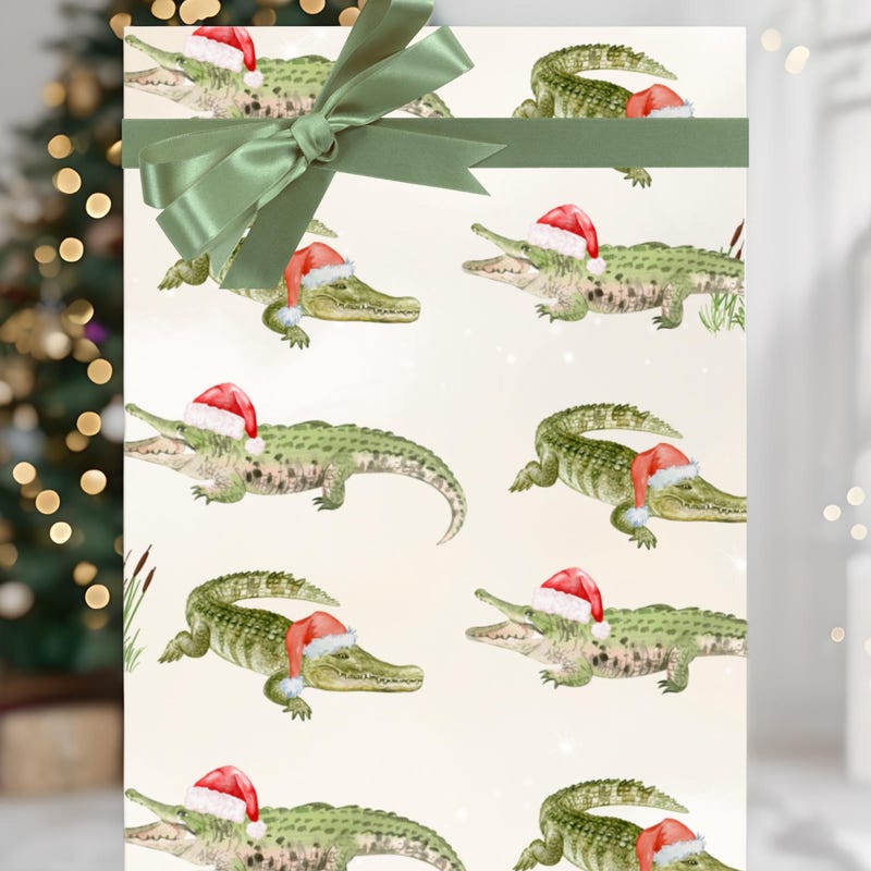 TEMU 1 Roll 58*23inch Christmas Gator Wrapping Paper , Southern Gifting Festival, Holiday, Gift Decoration