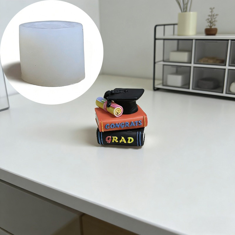 TEMU Stampo in resina 3D con libri impilati, per libri e rotoli, stampo in silicone, tema accademico, per candele, , resina, cemento, decorazioni per