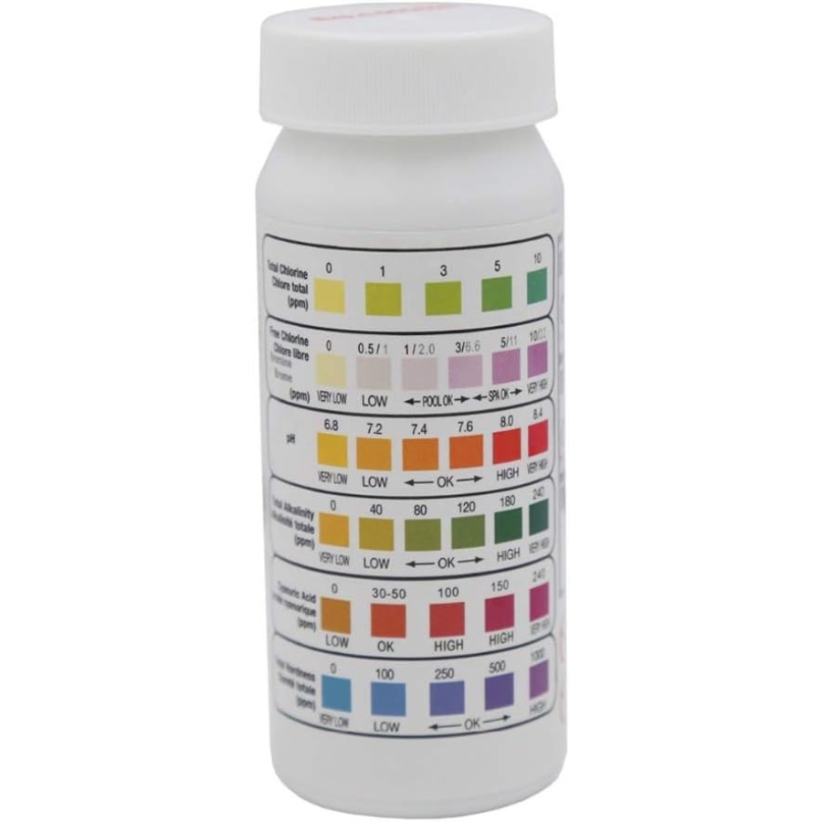 TEMU 6in 1 Water Test Strips Water Quality Testing Stripes In Pool Spas For Total Total Alkalinity Cyanuric And Total Hardness Testing (white)