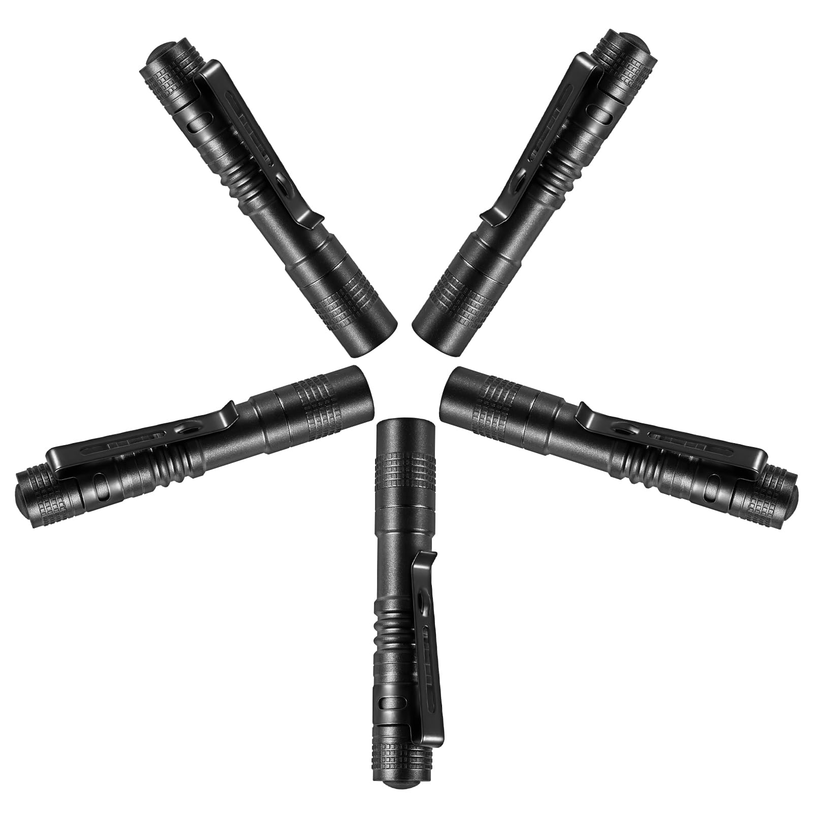 TEMU 5-pack Led Flashlights, Mini Tactical Torch, Pocket Clip Portable Pen Light, Durable Small Flashlight For Camping, Walking, Emergency, Home Use
