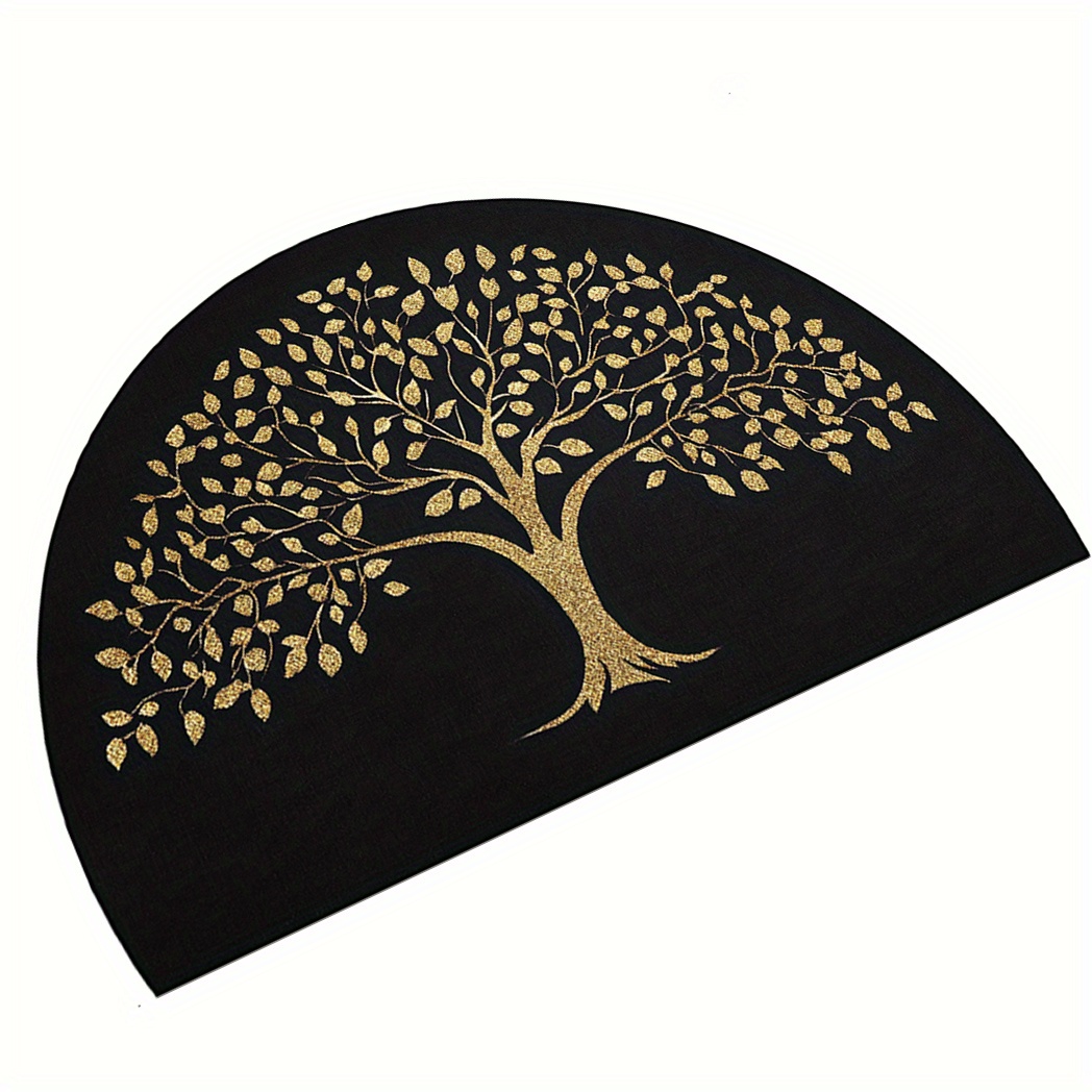 

1pièce Tapis d'entrée semi-circulaire en fibre de polyester antidérapant à motif arbre de vie, utilisé pour /salon/chambre à coucher/cuisine/salle de bain/ buanderie/salle de jeux, décoration pour et