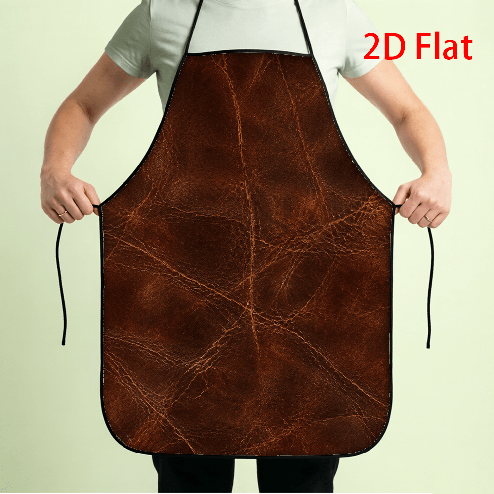 TEMU 1pc 2d Flat Printed Faux Leather Texture Apron, Distressed Rustic Chef Bib, Kitchen Cooking Baking Workwear