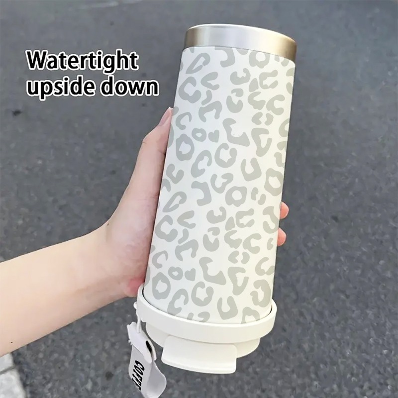 isolerad kaffem med leopardtryck lock och sugrör 316 - Temu Sweden