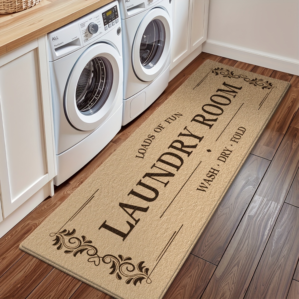 TEMU 1pc Fashionable Thickened Laundry Room Simple Long Runner Mat, Kitchen Mat, Household Long Runner Laundry Room Absorbent Non-slip Kitchen Mat,