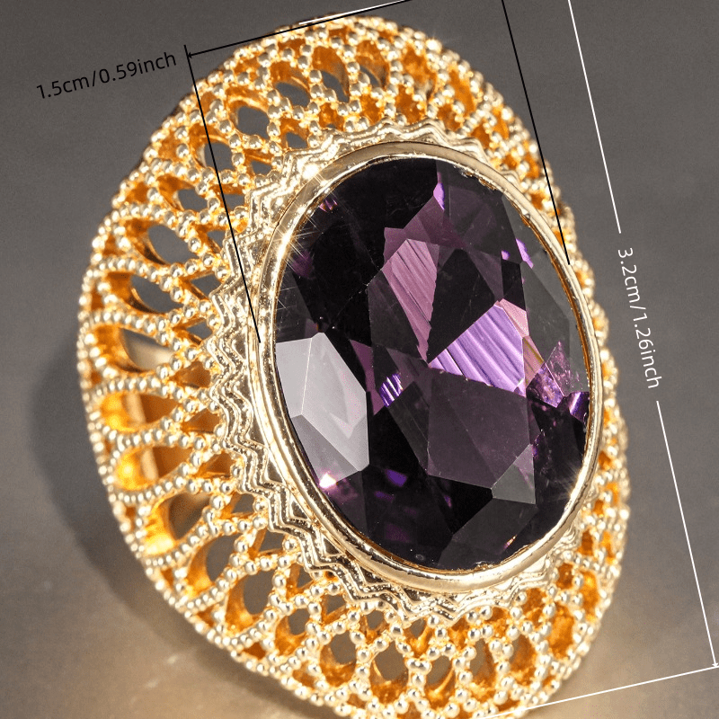 Women's Vintage Plated Hollow-Out Filigree Wide Statement Ring