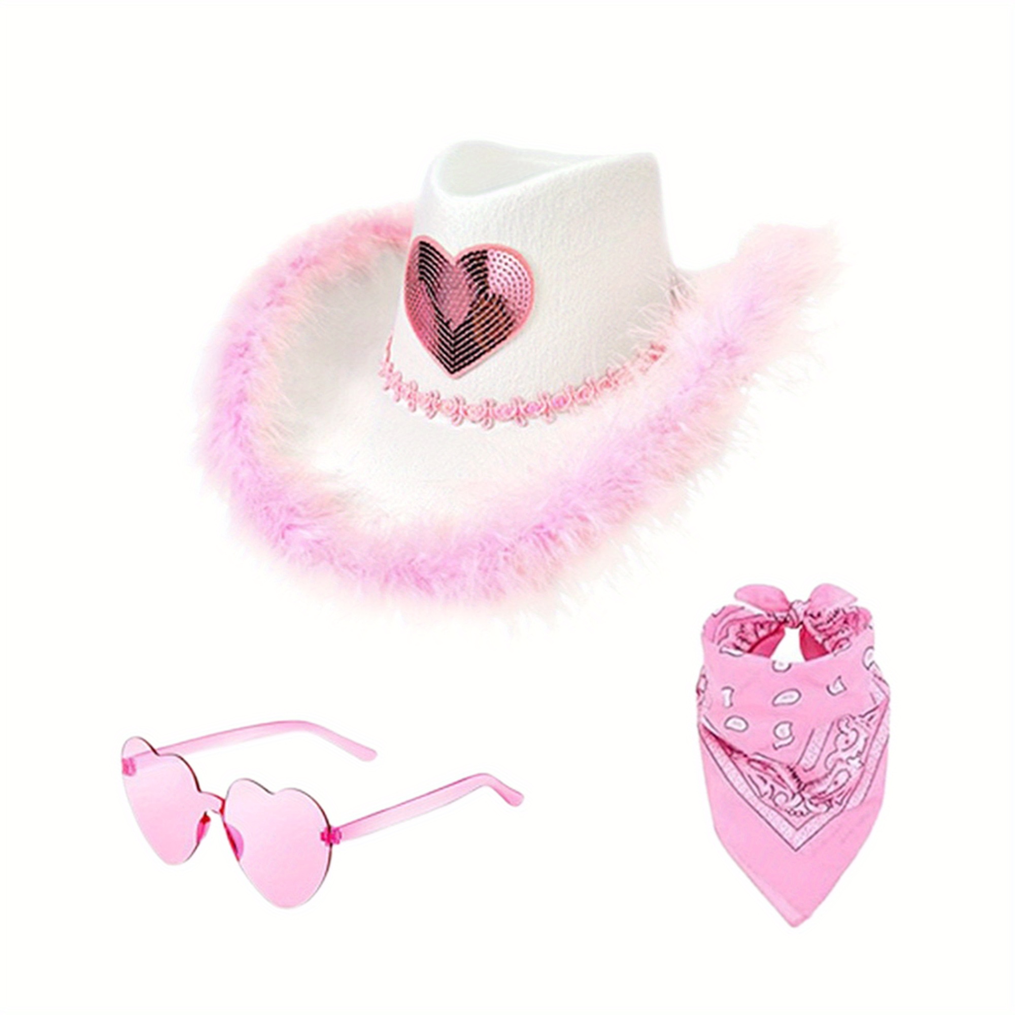 1948 Pink Cowgirl Hat With Bandana And Heart Glasses- Cowboy ILFD1032+090-PI-1.jpg main image 2