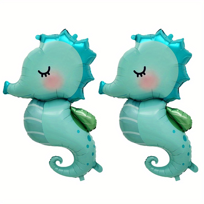 Image of 1/2/3/4-pcs 38-inch Seahorse-shaped Ocean Animal Balloons, Birthday Party Atmosphere Decor, Party Decoration, Room Decor For Christmas, Halloween