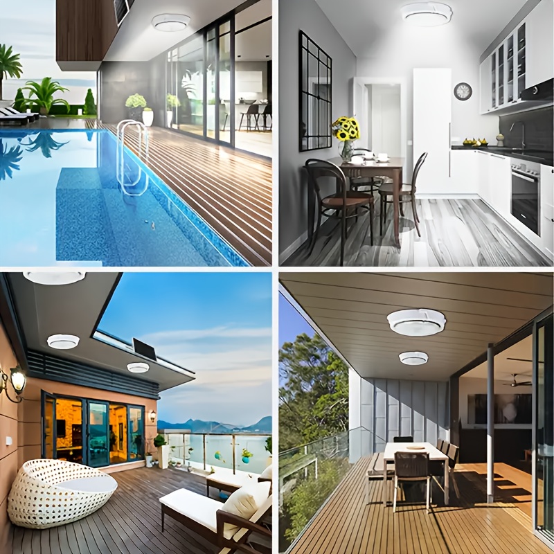 Luz solar de techo de 13 cm, luz LED ultrabrillante para interior/exterior, control dual inteligente, ideal para dormitorio, pasillo o jardín, con control remoto, regulable y temporizador