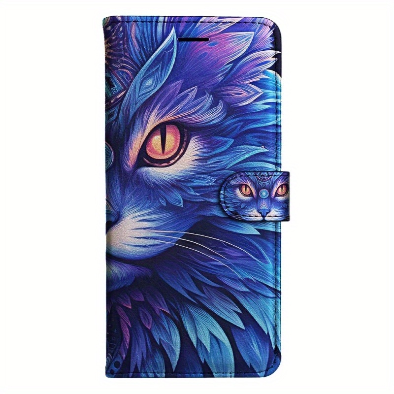 TEMU Phone Case: Cat Magnetic Flip Wallet Case With D Holder Stand For Iphone 5/6/6s/7/8/x/xs/xr/se2 2020/se3 2022/11/12/13/ Plus Pro Max