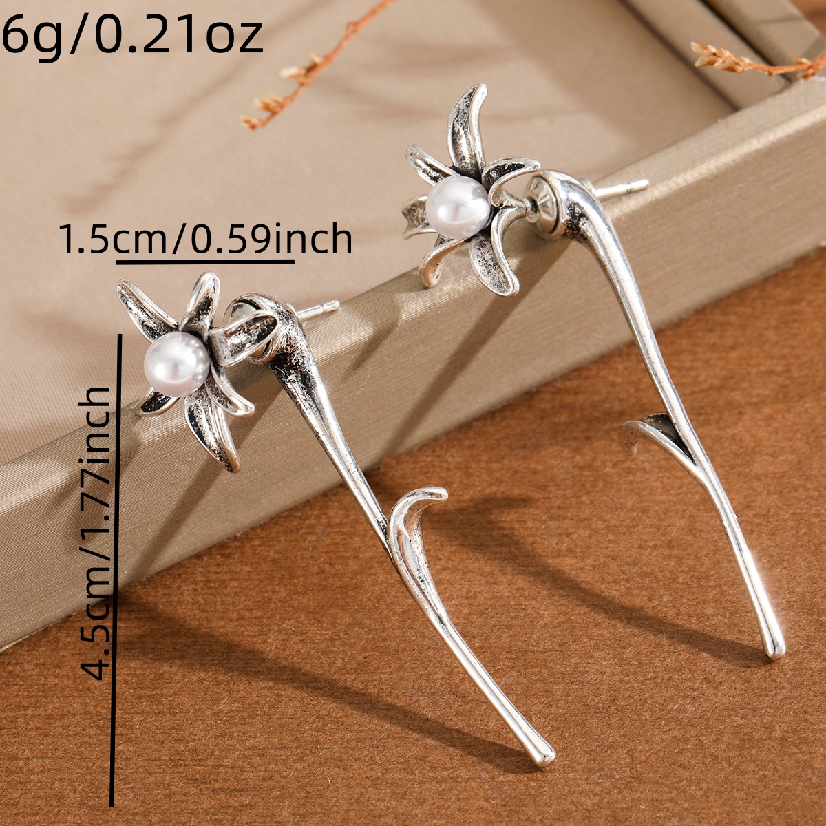 Women's Retro Ethnic Style 3D Flower Heart Inlay Pendant Earrings