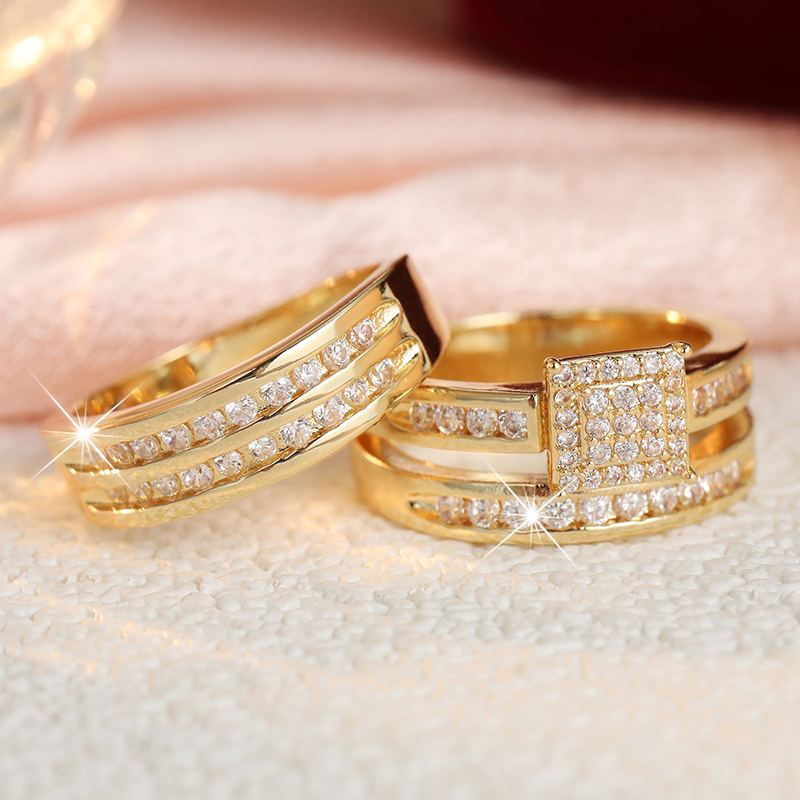Luxury Shiny Full Paved Synthetic Zirconia Ring Set