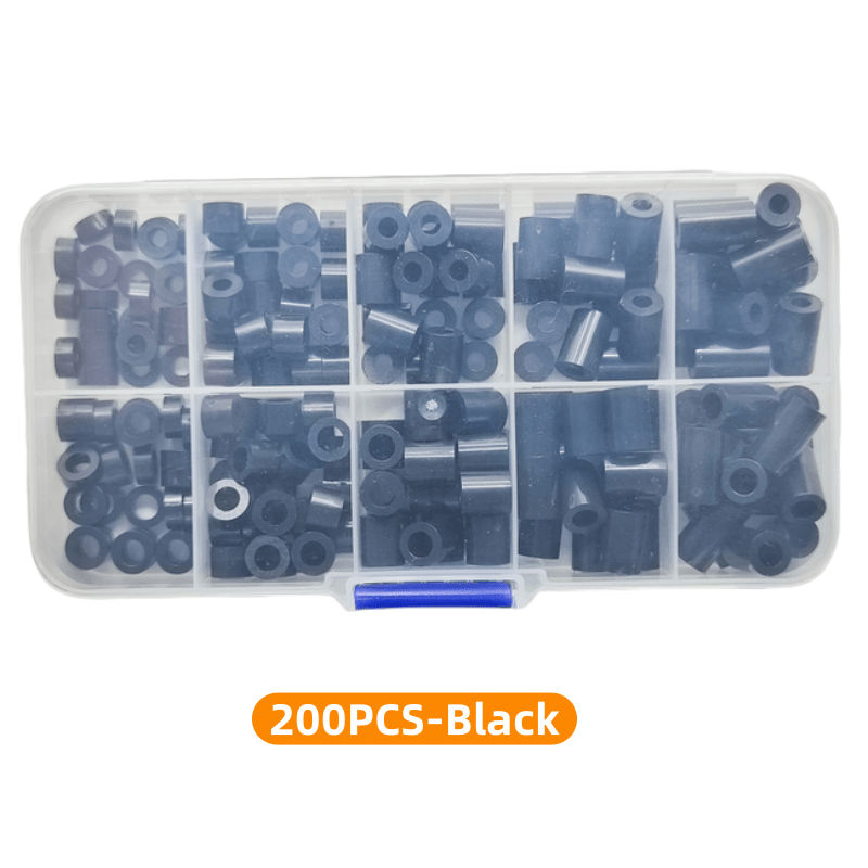 TEMU Boîte de 200pcs/320pcs de rondelles d'isolation pour prises électriques, ensemble de rondelles rondes en nylon noir, rondelles en plastique non