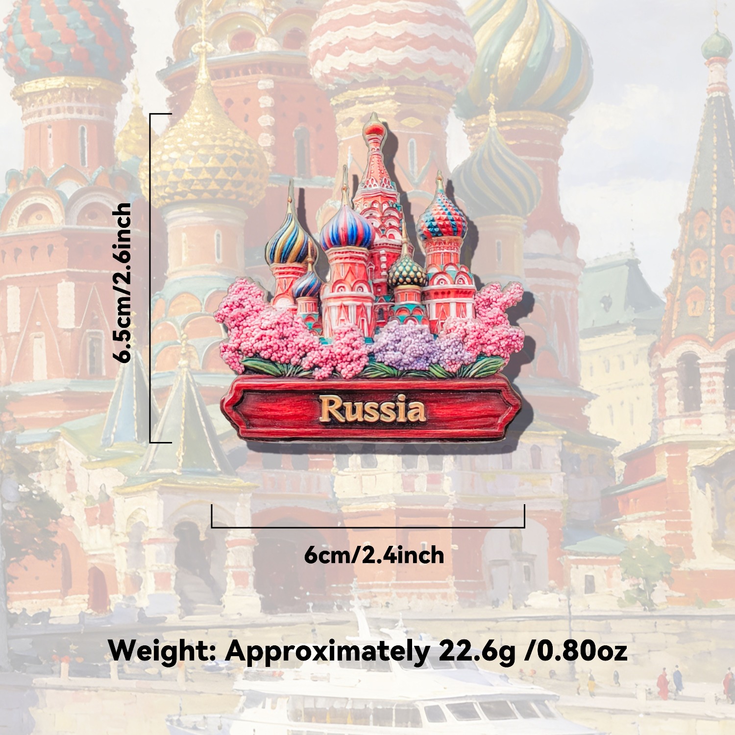 1pc Moscow Miniature , St. Basil's Cathedral Refrigerator Magnet, Relief Resin Craft High-end Exquisite Refrigerator Magnet, Creative Decoration, Suitable For Kitchen, Refrigerator, Office Whiteboard