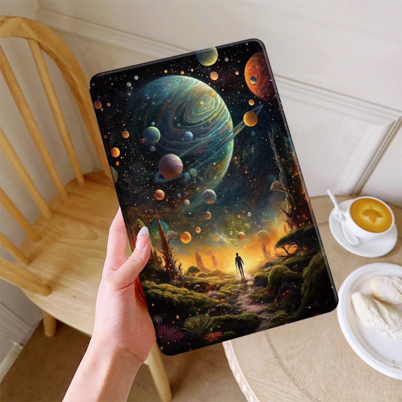 

Vibrant Space-themed Folding Tablet Case , A7 Lite, A8, A9, S6 Series - Soft Synthetic Leather, Anti-fall Protection, Design, Travel Accessory|vibrant