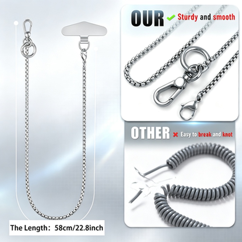 TEMU Heavy Duty Anti-theft Phone Lanyard Detachable Metal Belt Clip Strap Shockproof Phone Tether For Iphone Wallet Keys Outdoor Hiking Cycling