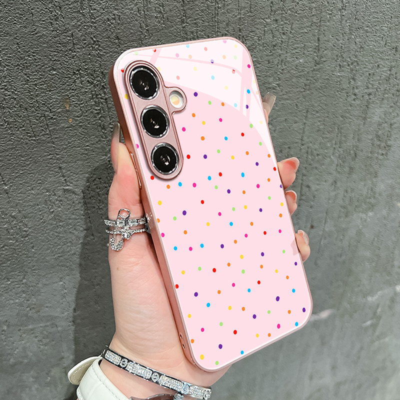 TEMU Phone Case: Colorful Dotted Pattern Glass Phone Case. Compatible With Galaxy