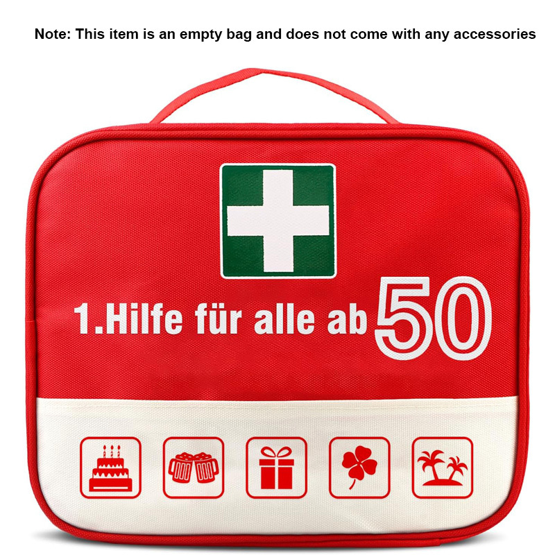 TEMU First Aid Kit Empty Bag with Cross Symbol - Durable Emergency Pouch, Portable Hand-Washable First Aid Organizer with Zipper Closure, Supply