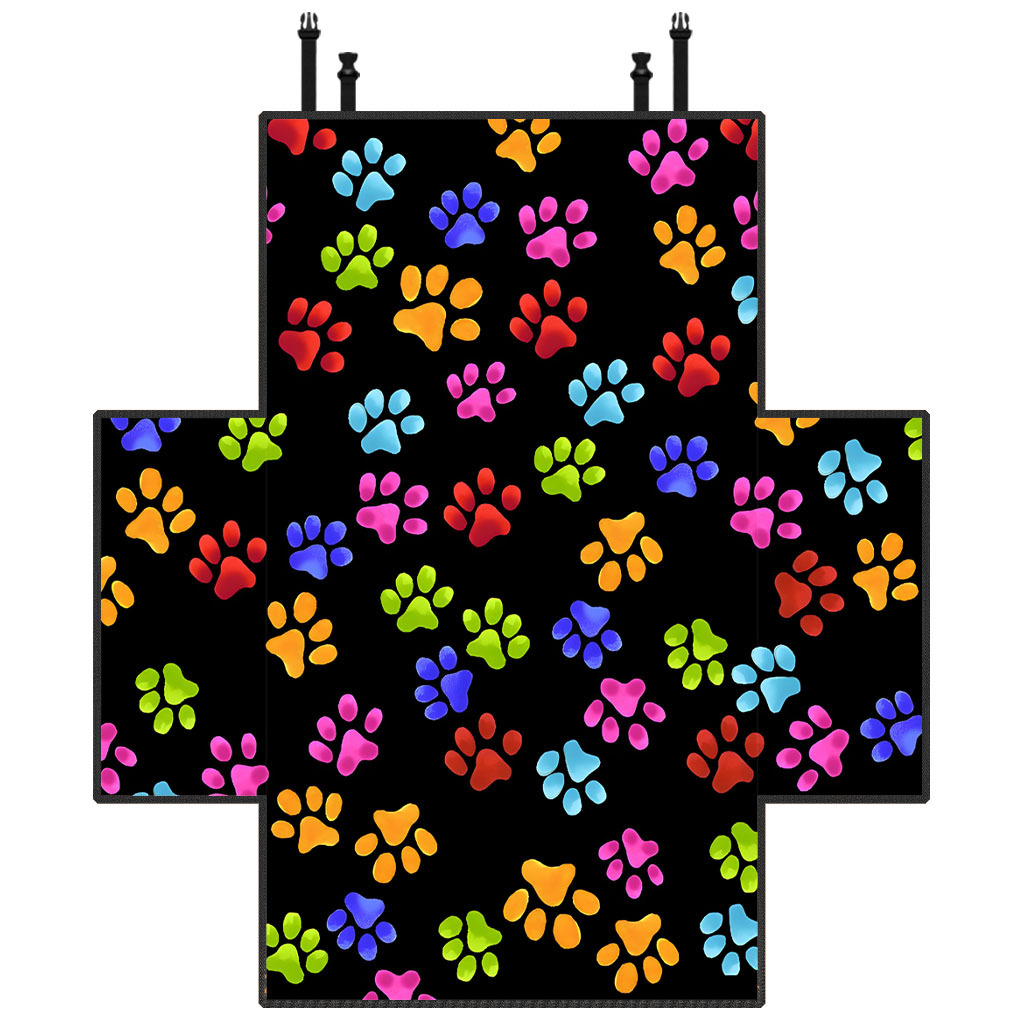 Image of 1pc Oxford Cloth Paw Print Leopard Print Pet Car Trunk Mat, Full Coverage Seat Cushion, Durable, For Vehicle Protection, Travel Pet Must-have Christmas Gift